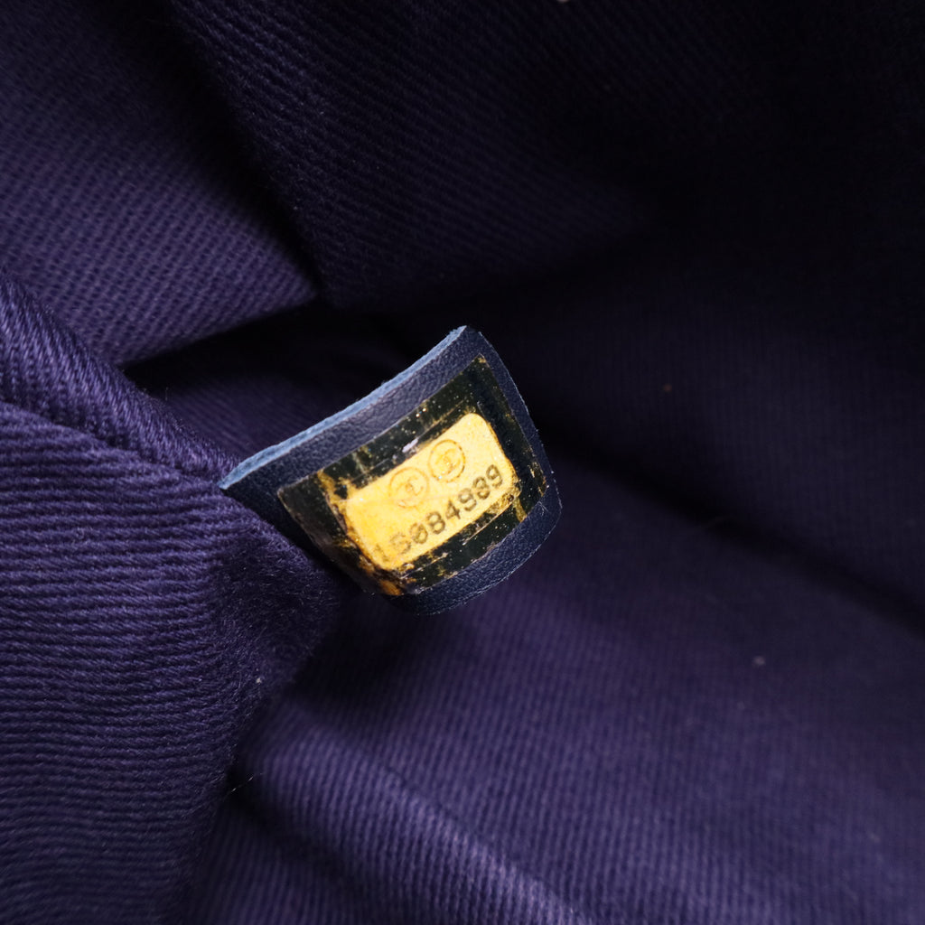 Blue Camellia Embroidered Distressed Denim Flap Bag twins