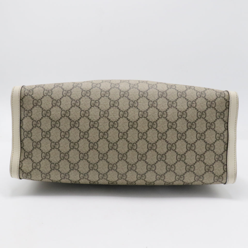 GG Supreme Monogram Medium Padlock Tote White