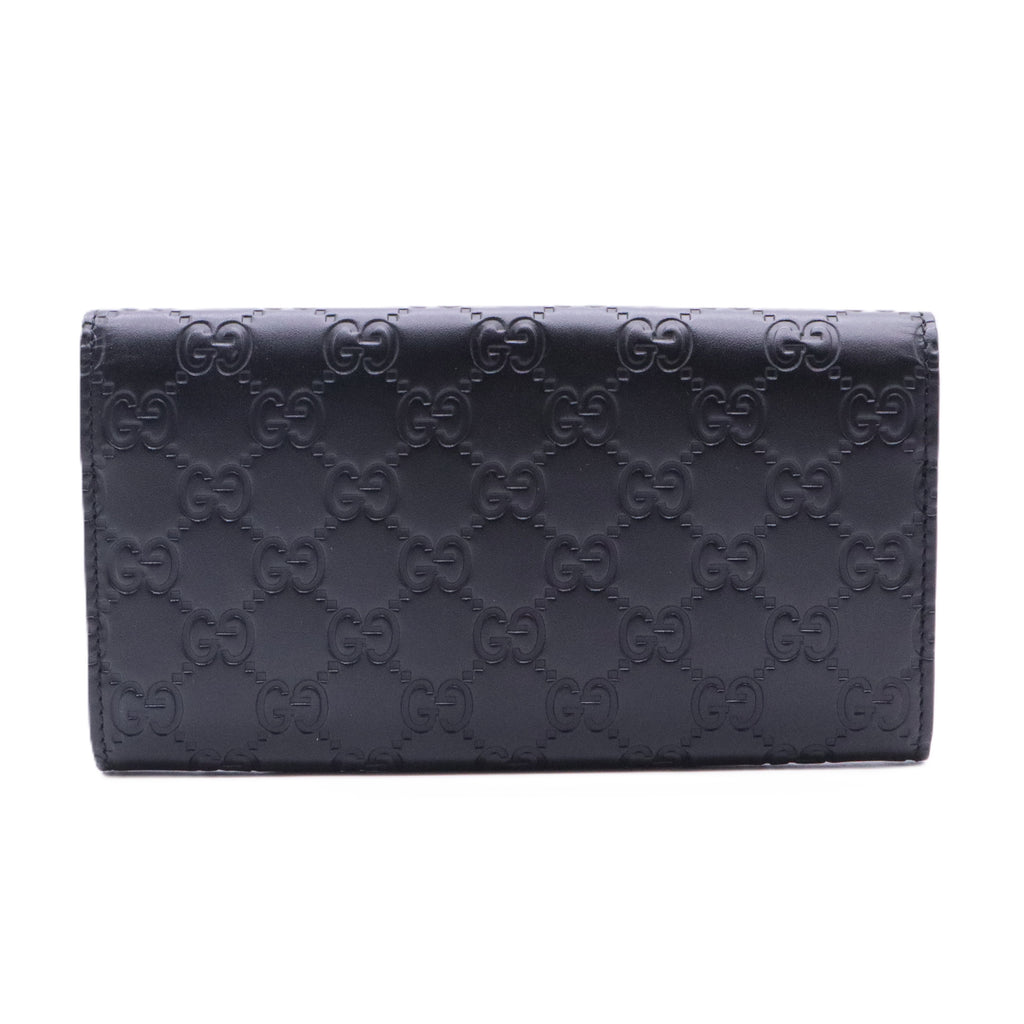Gucci Black Guccissima Leather GG Icon Continental Wallet