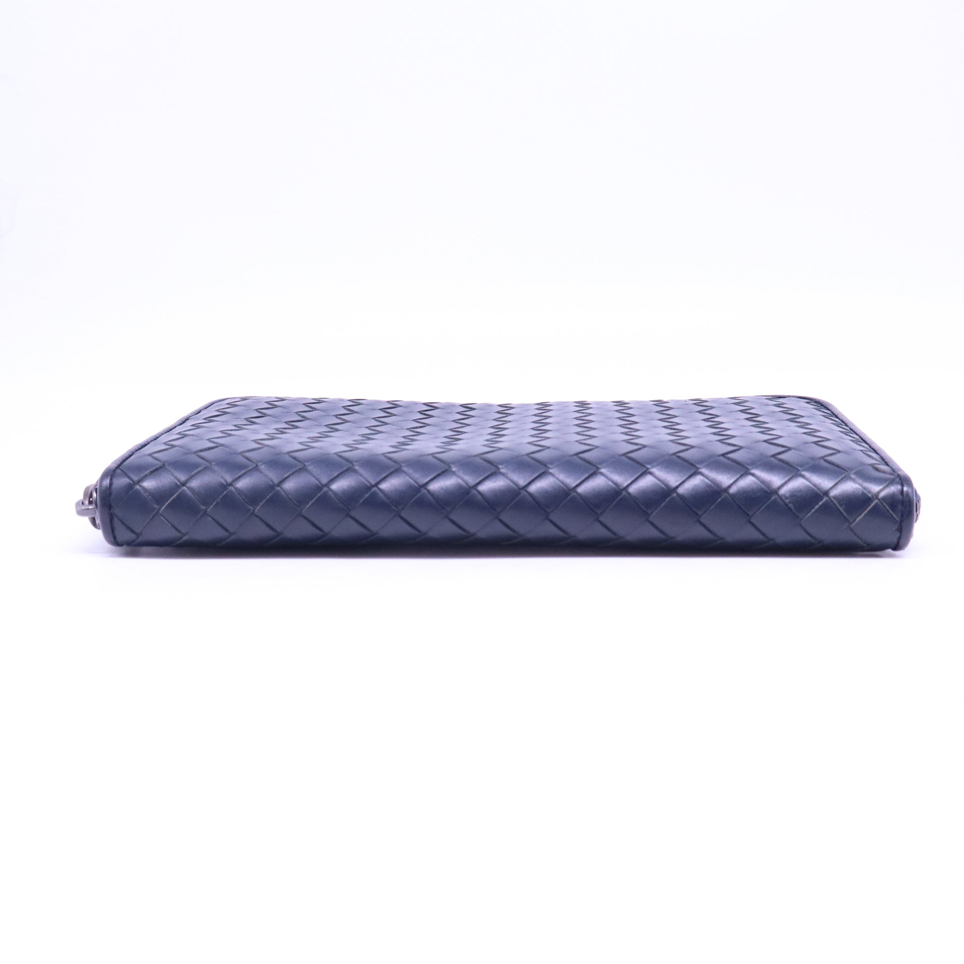 Purple Intrecciato Leather Zip Around Continental Wallet
