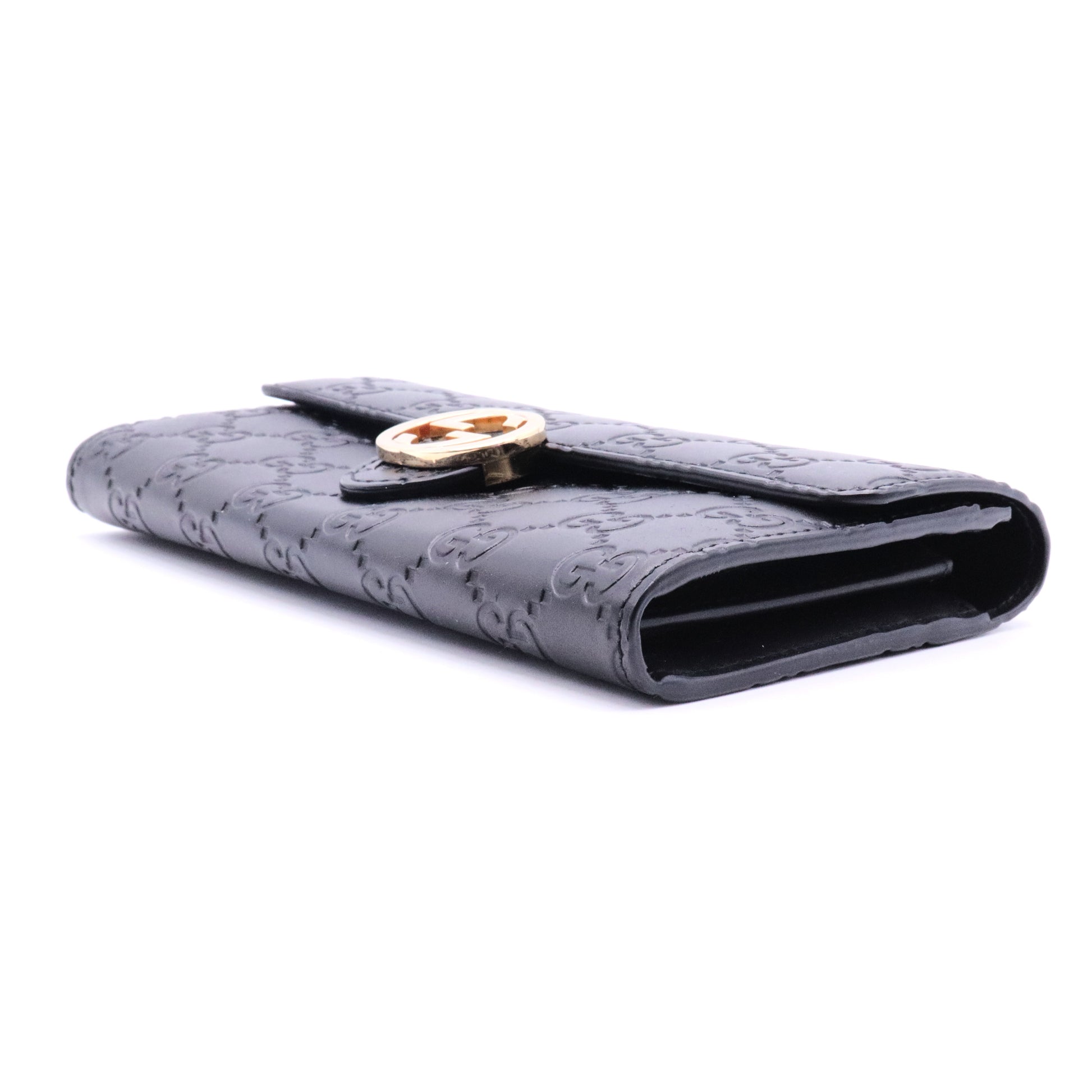 Gucci Black Guccissima Leather GG Icon Continental Wallet