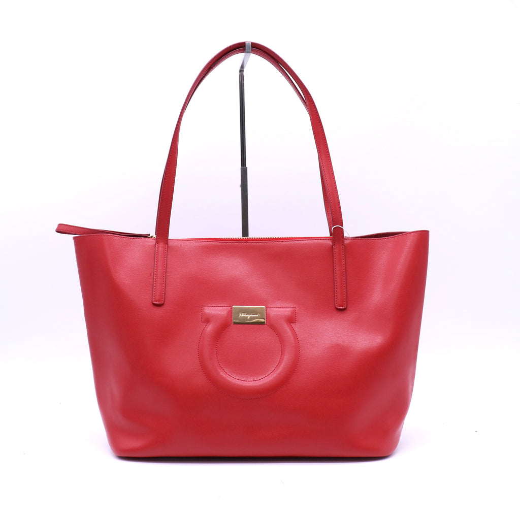 Salvatore Ferragamo Calfskin Medium Gancini Tote Twins B21983