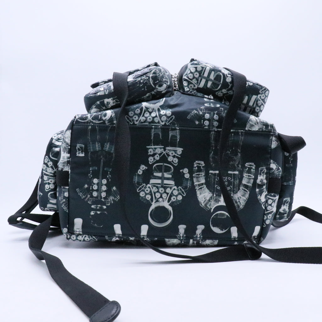 Chanel Sequin Nylon Lambskin Astronaut Essentials Backpack Black White Twins LDJ3140