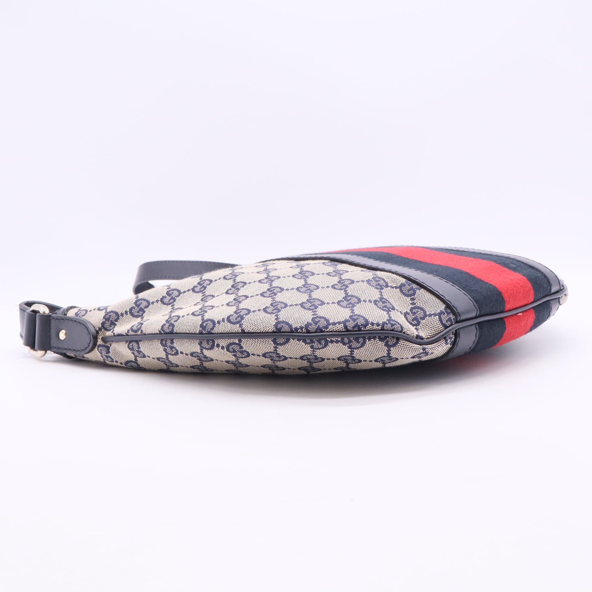 Monogram Vintage Web Medium Half Moon Hobo Navy