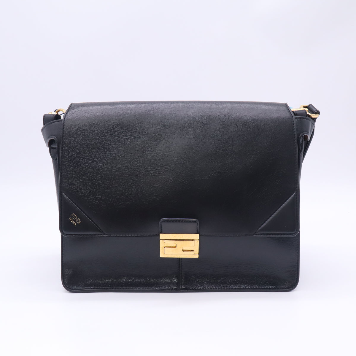 Fendi Agnello Old Shine Large Kan U Shoulder Bag Black twins LDJ5807