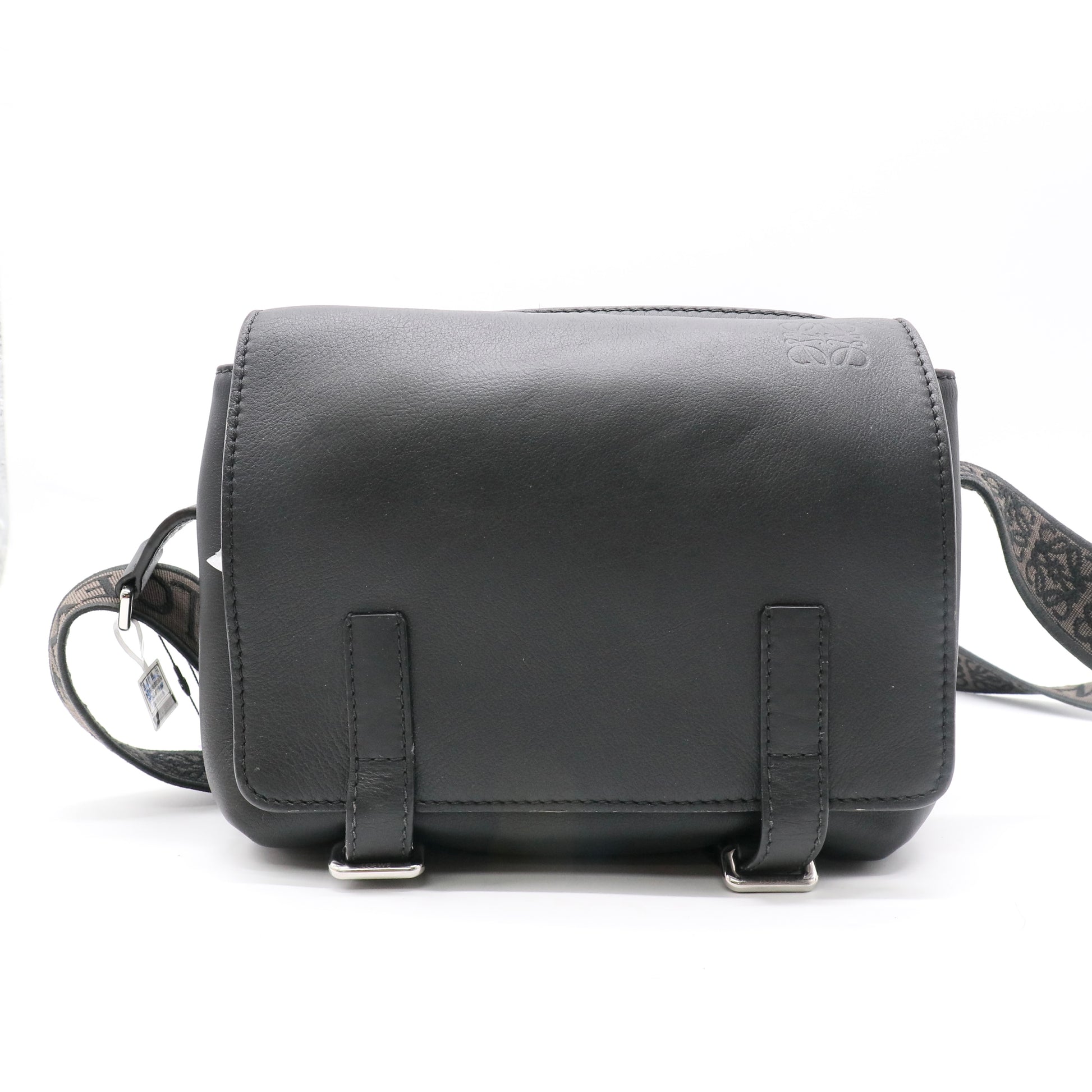 Loewe Soft Grained Calfskin Military Messenger Bag Black twins LDJ5028