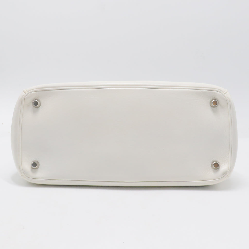 Dior White/Black Leather Large Be Dior Flap Top Handle Bag