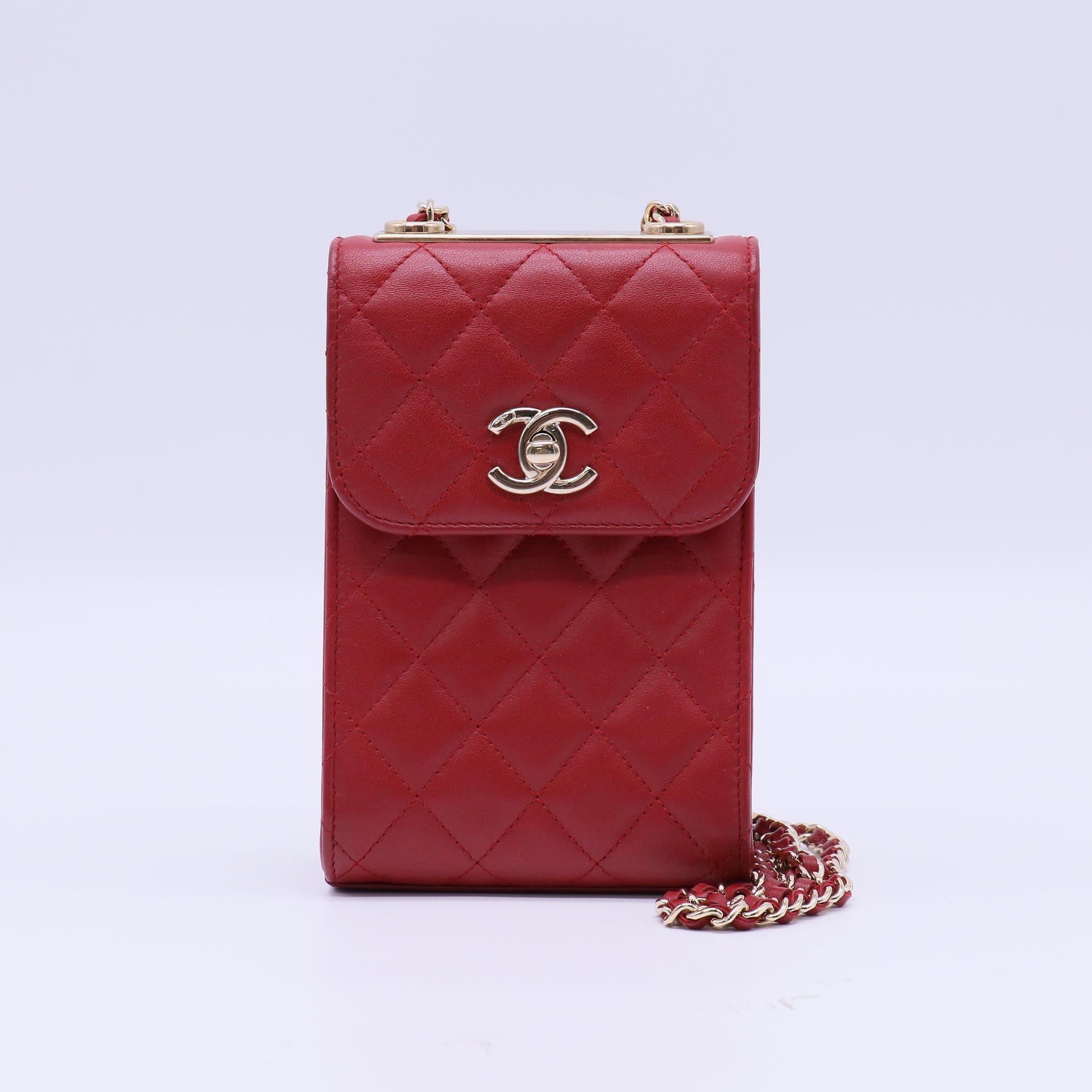 Trendy CC Phone Holder Crossbody Bag Quilted Lambskin Twins B21749