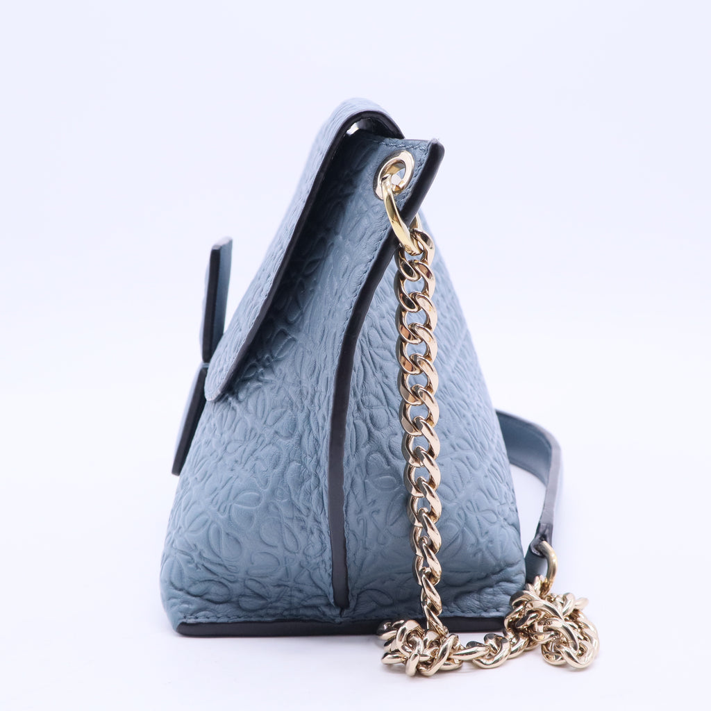 Blue Signature Embossed Leather Flap Shoulder Bag B20249