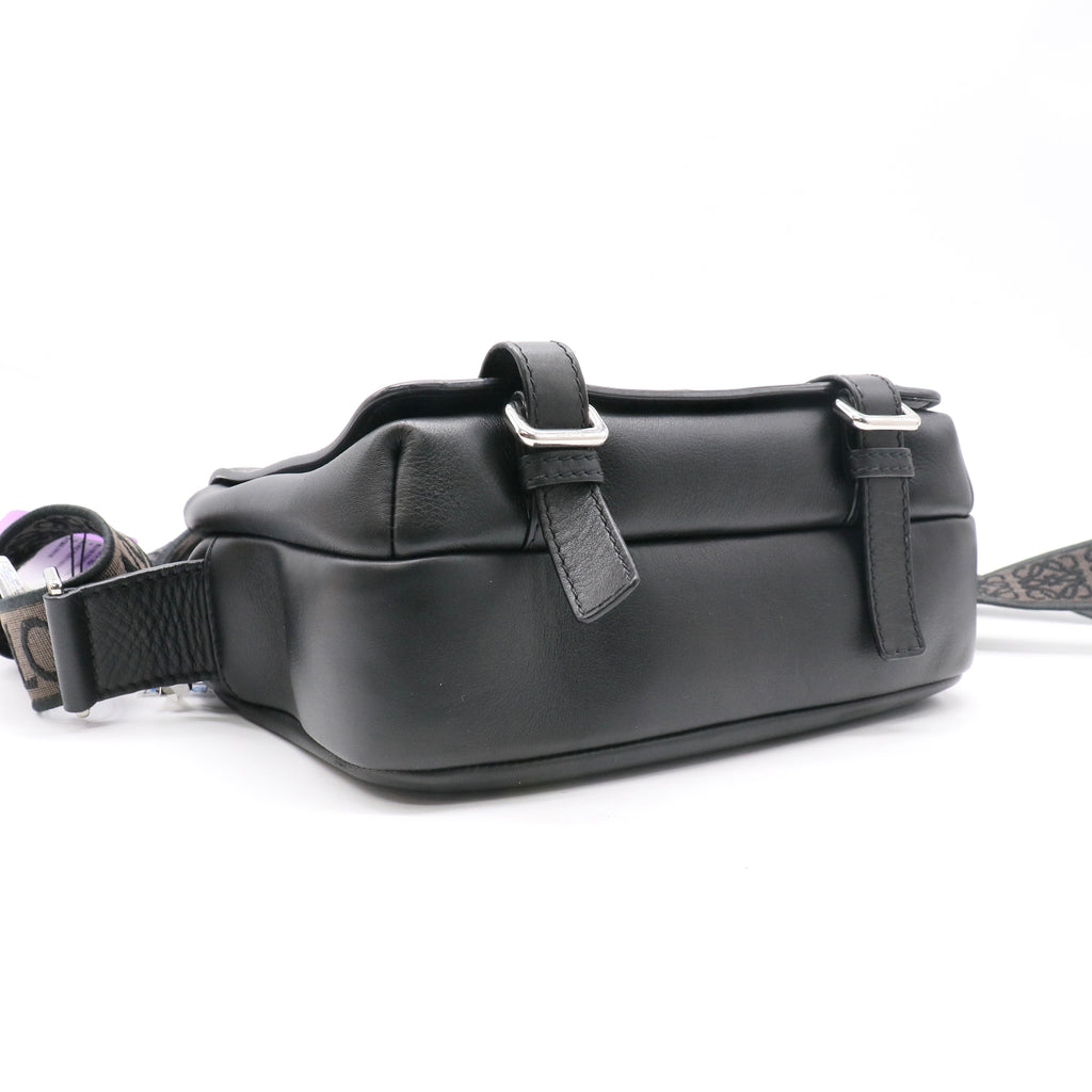 Loewe Soft Grained Calfskin Military Messenger Bag Black twins LDJ5028