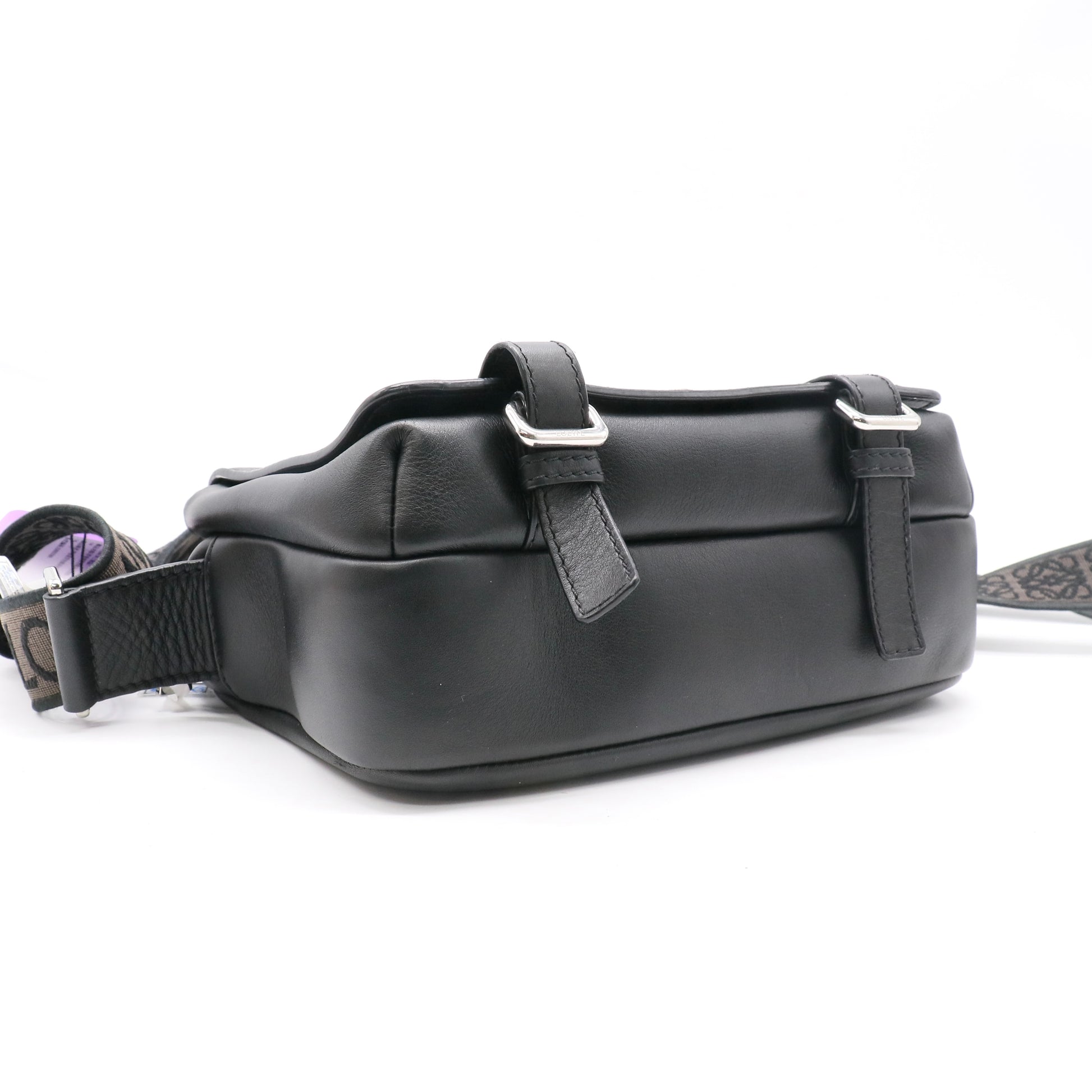 Loewe Soft Grained Calfskin Military Messenger Bag Black twins LDJ5028