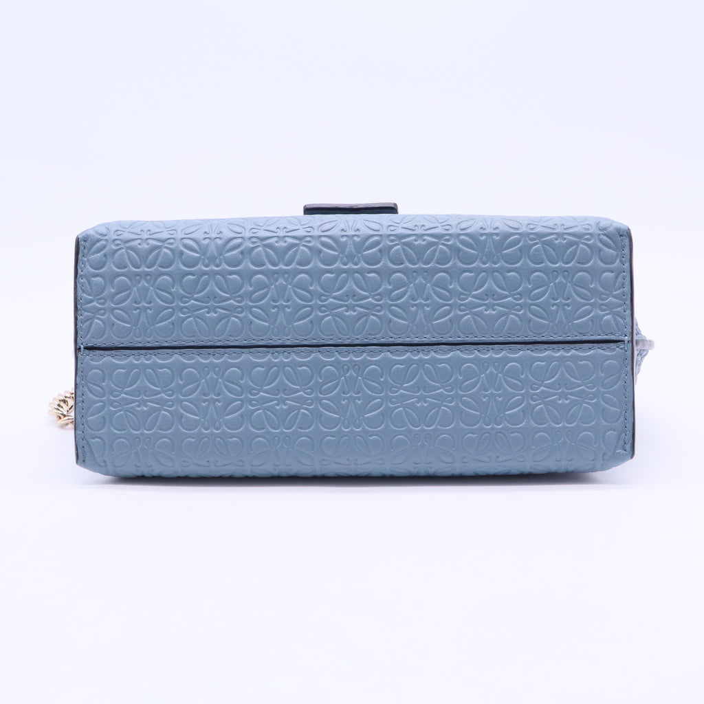 Blue Signature Embossed Leather Flap Shoulder Bag B20249