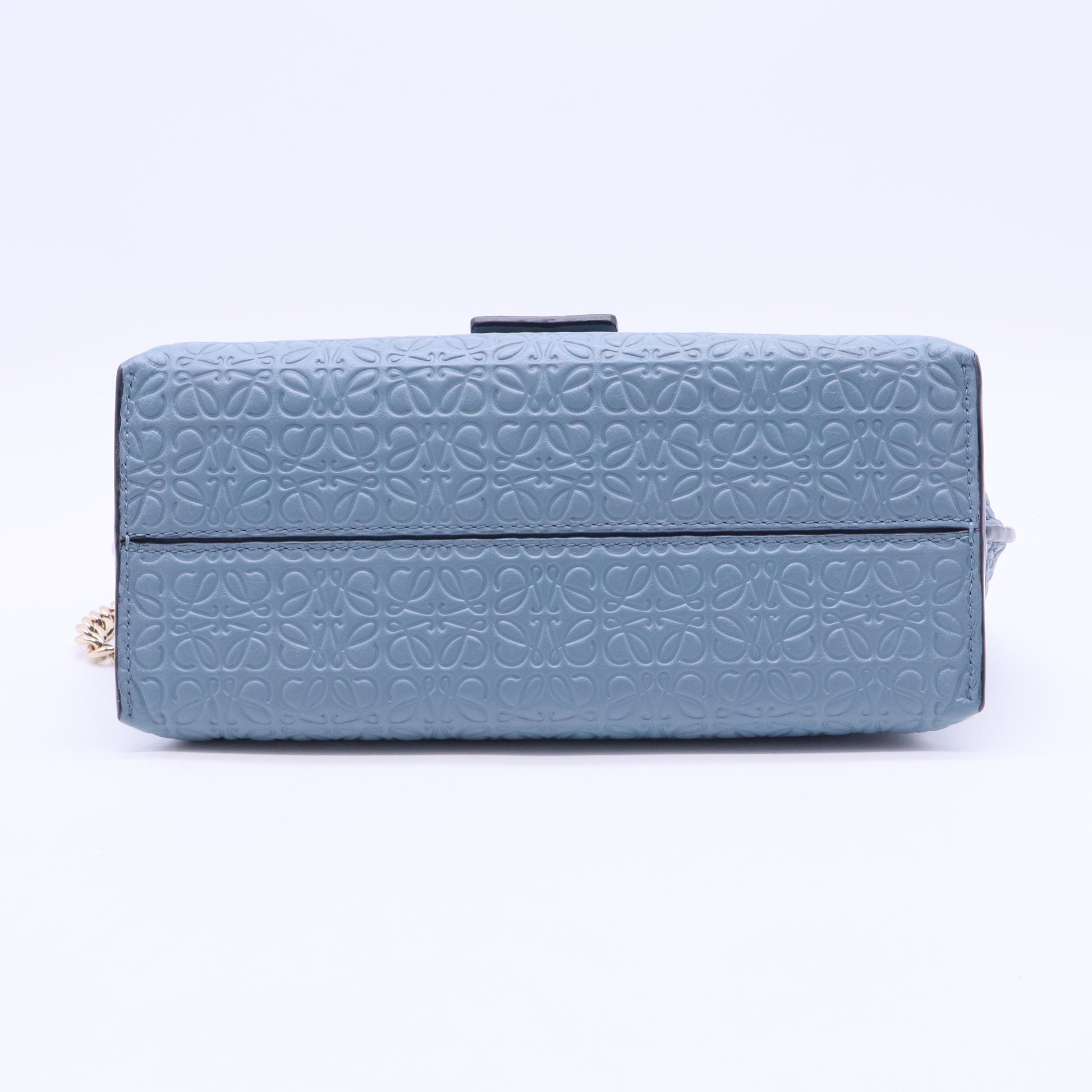 Blue Signature Embossed Leather Flap Shoulder Bag B20249