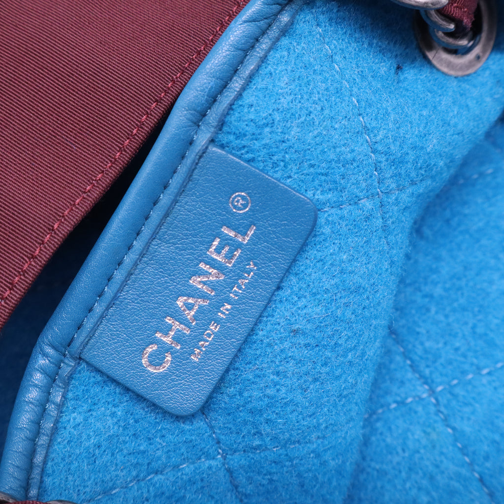 quilted wool and leather tote bag B21276