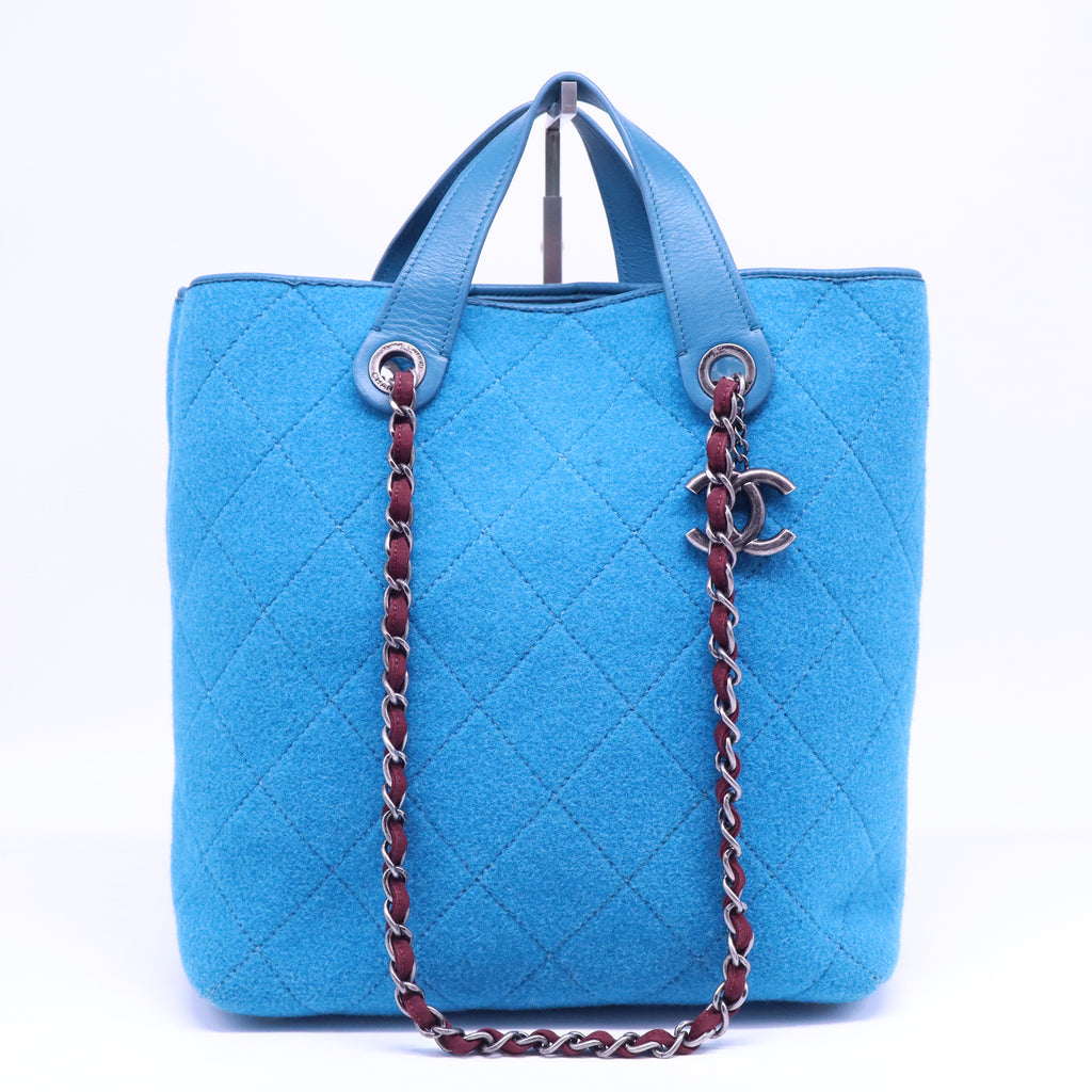 quilted wool and leather tote bag B21276