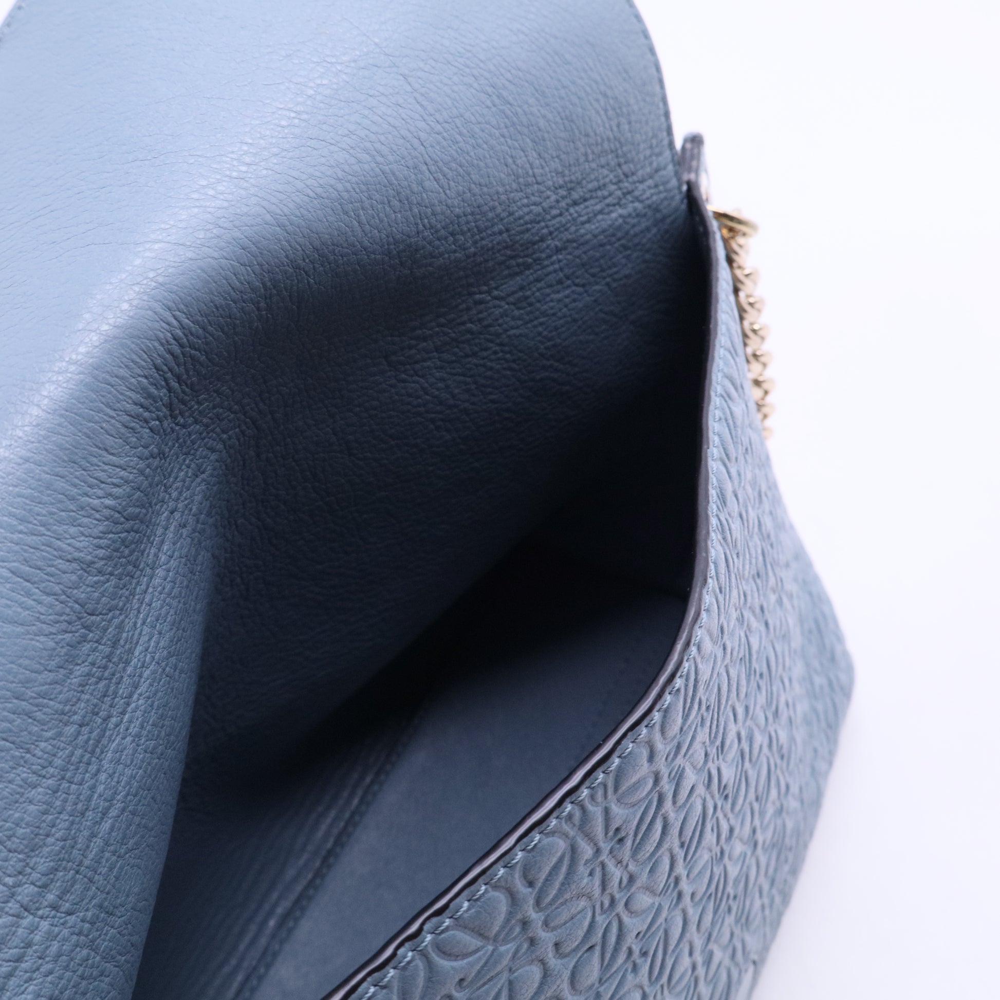 Blue Signature Embossed Leather Flap Shoulder Bag B20249