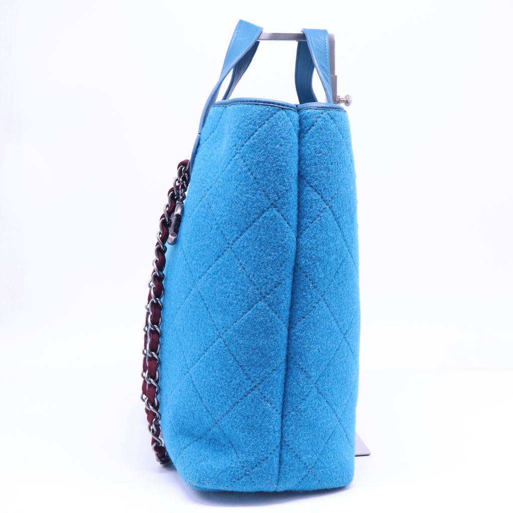 quilted wool and leather tote bag B21276