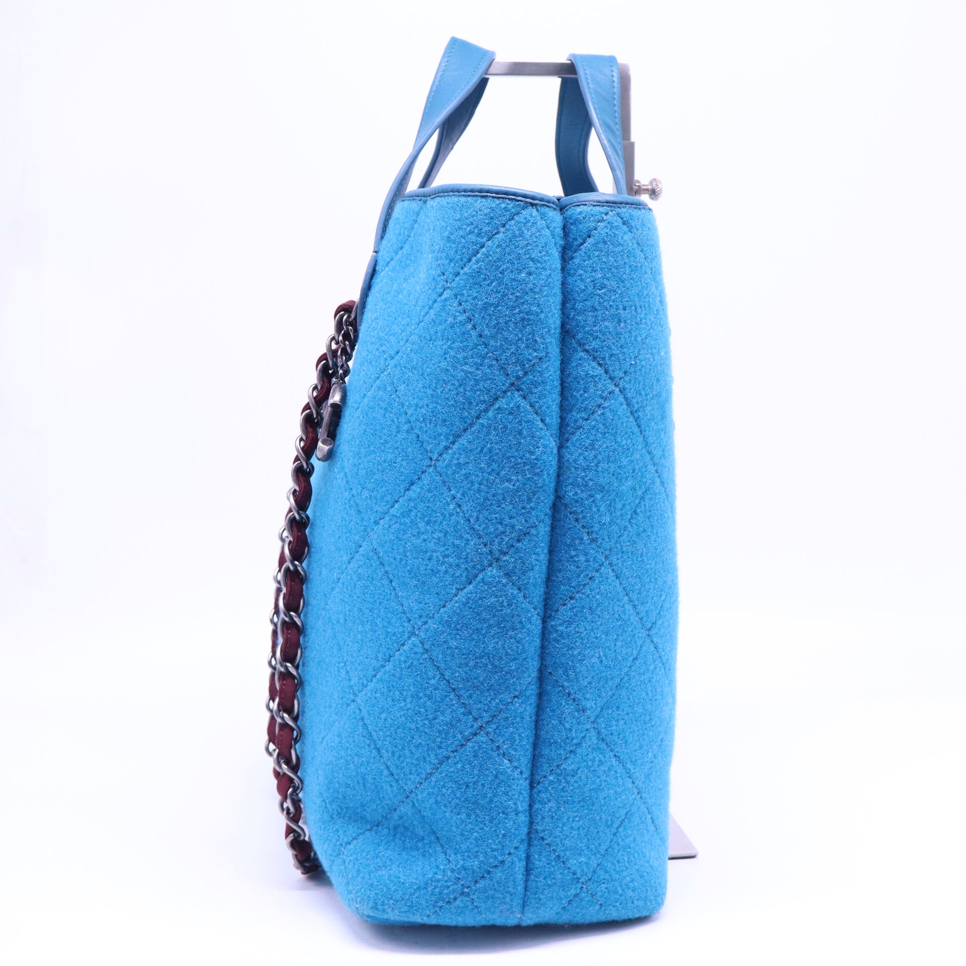 quilted wool and leather tote bag B21276