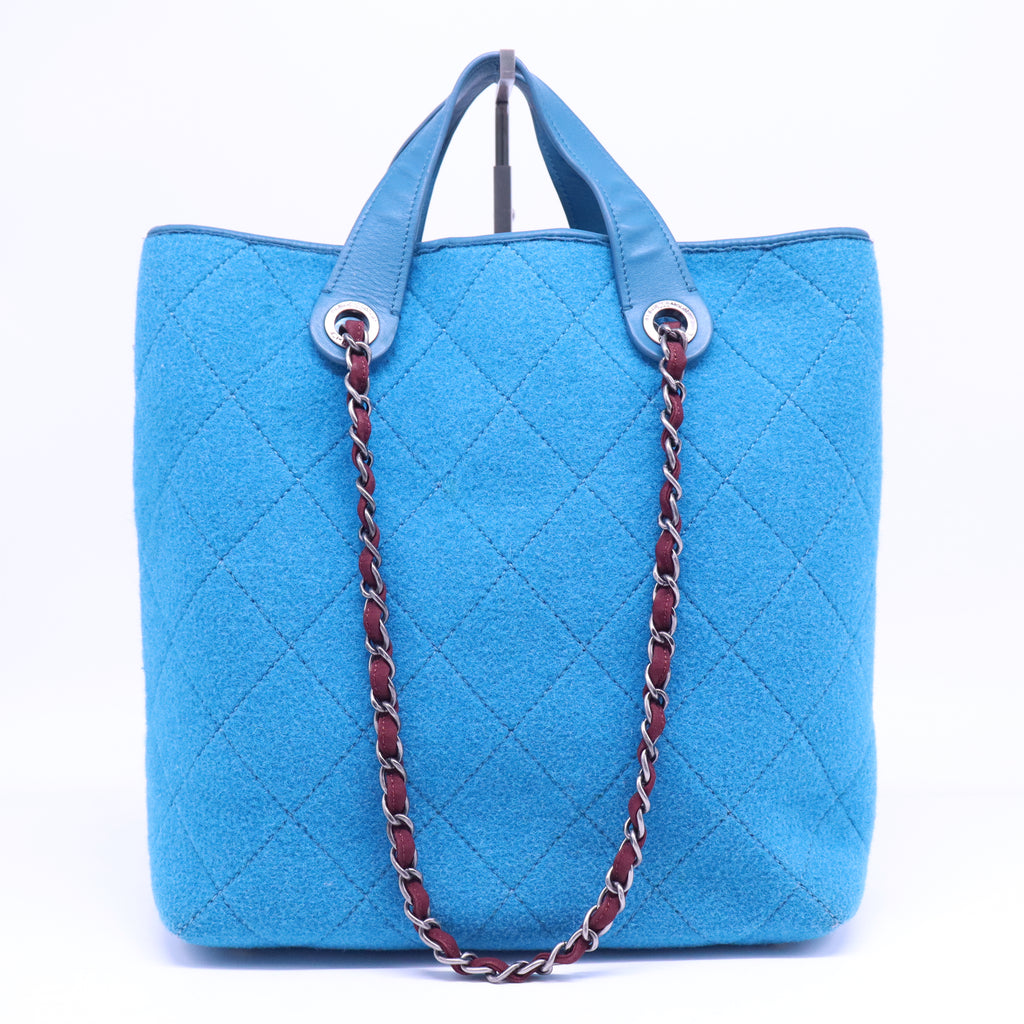quilted wool and leather tote bag B21276