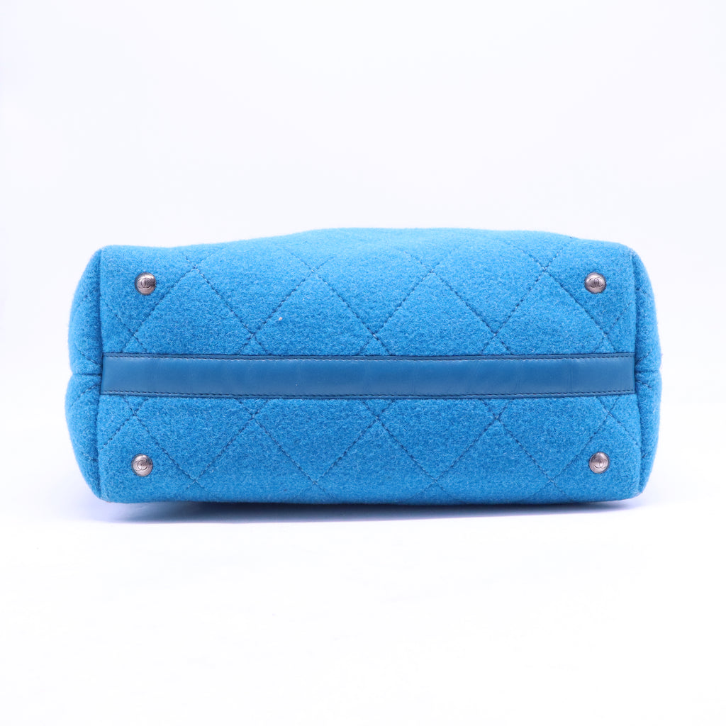 quilted wool and leather tote bag B21276