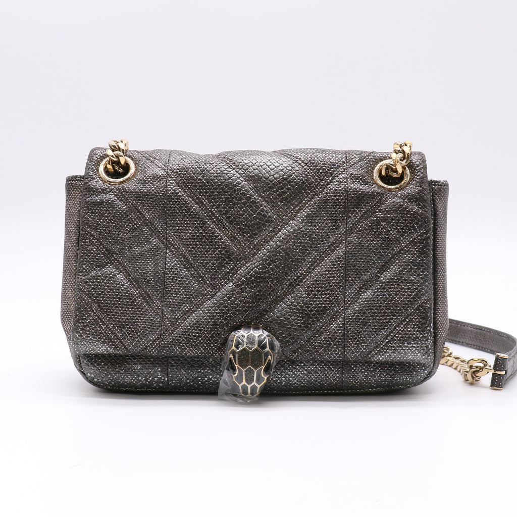 Bvlgari Serpenti Cabochon Shoulder Bag Diagonal Quilted Metallic Karung Small twins LDJ5025