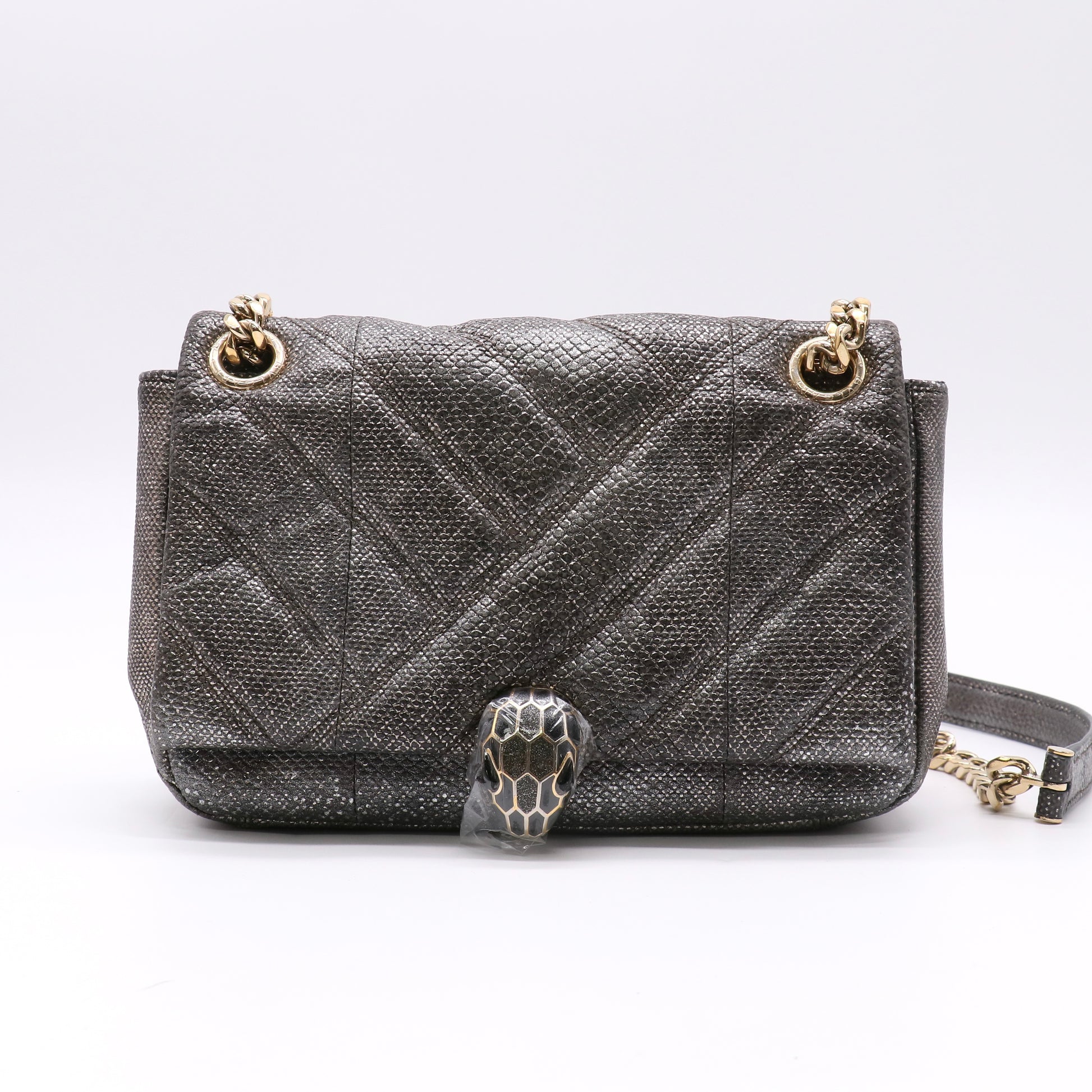 Bvlgari Serpenti Cabochon Shoulder Bag Diagonal Quilted Metallic Karung Small twins LDJ5025