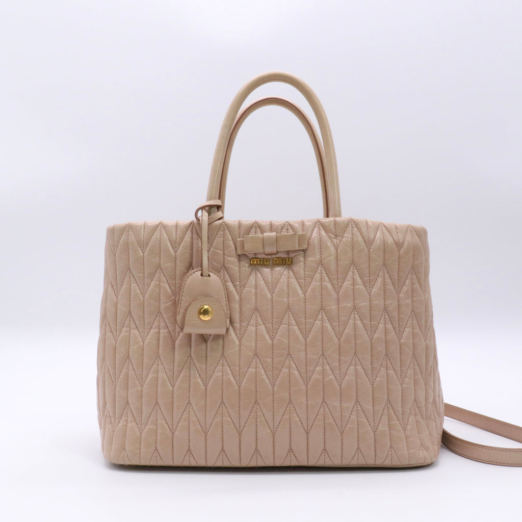 Miu Miu Ribbon Handbag Beige twins
