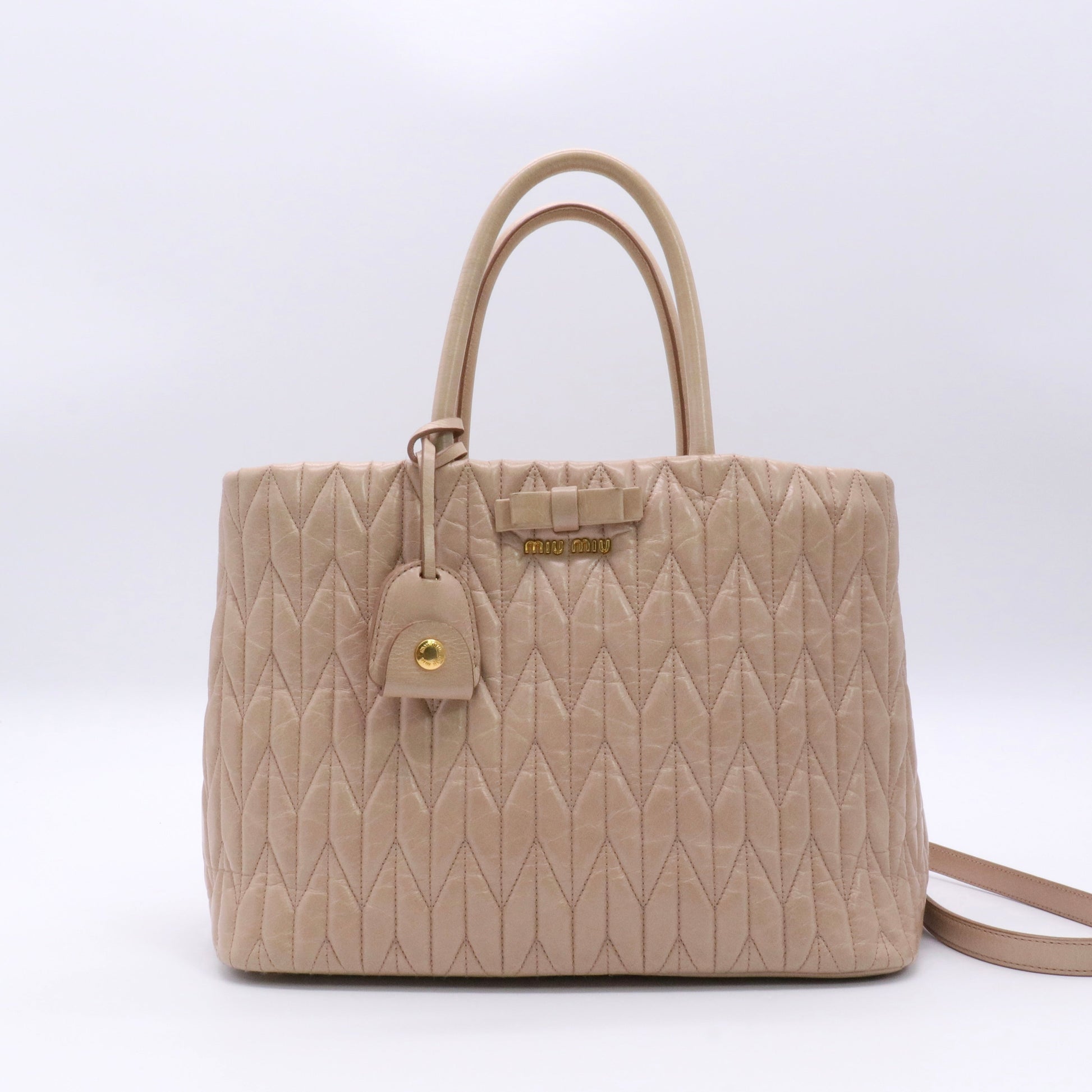 Miu Miu Ribbon Handbag Beige twins