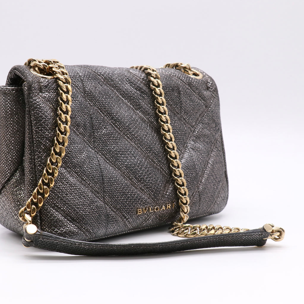 Bvlgari Serpenti Cabochon Shoulder Bag Diagonal Quilted Metallic Karung Small twins LDJ5025
