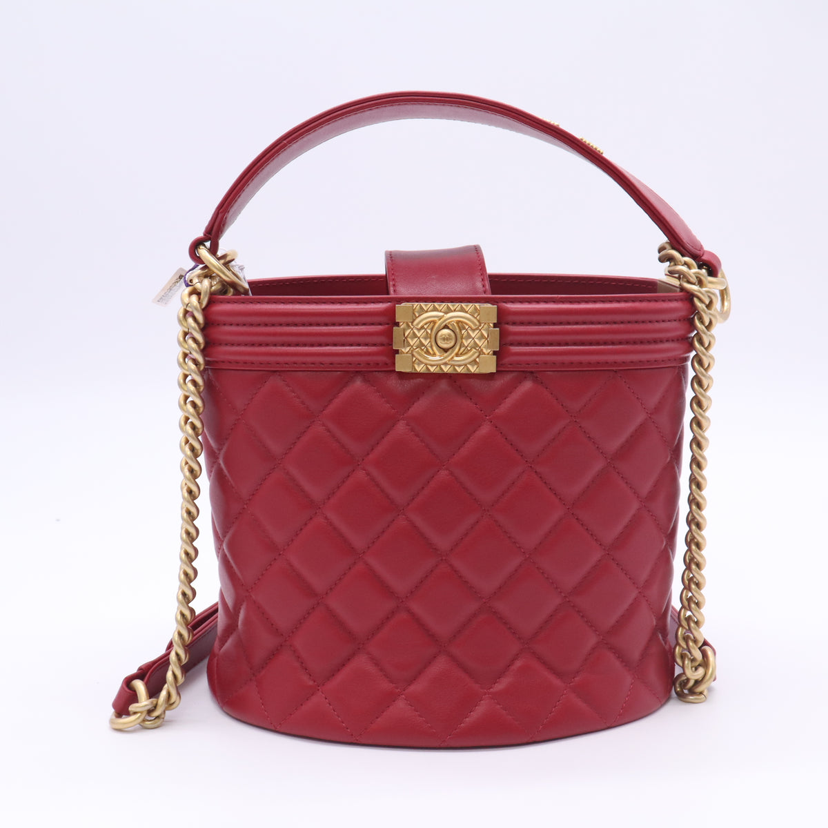 Chanel Calfskin Quilted Boy Bucket Bag Red twins LDZ1080
