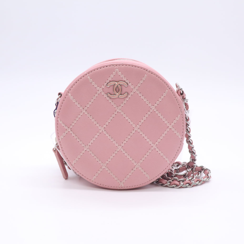 Chanel Caviar Quilted Round Ultra Stitch Vanity With Chain Pink twins LDZ1093