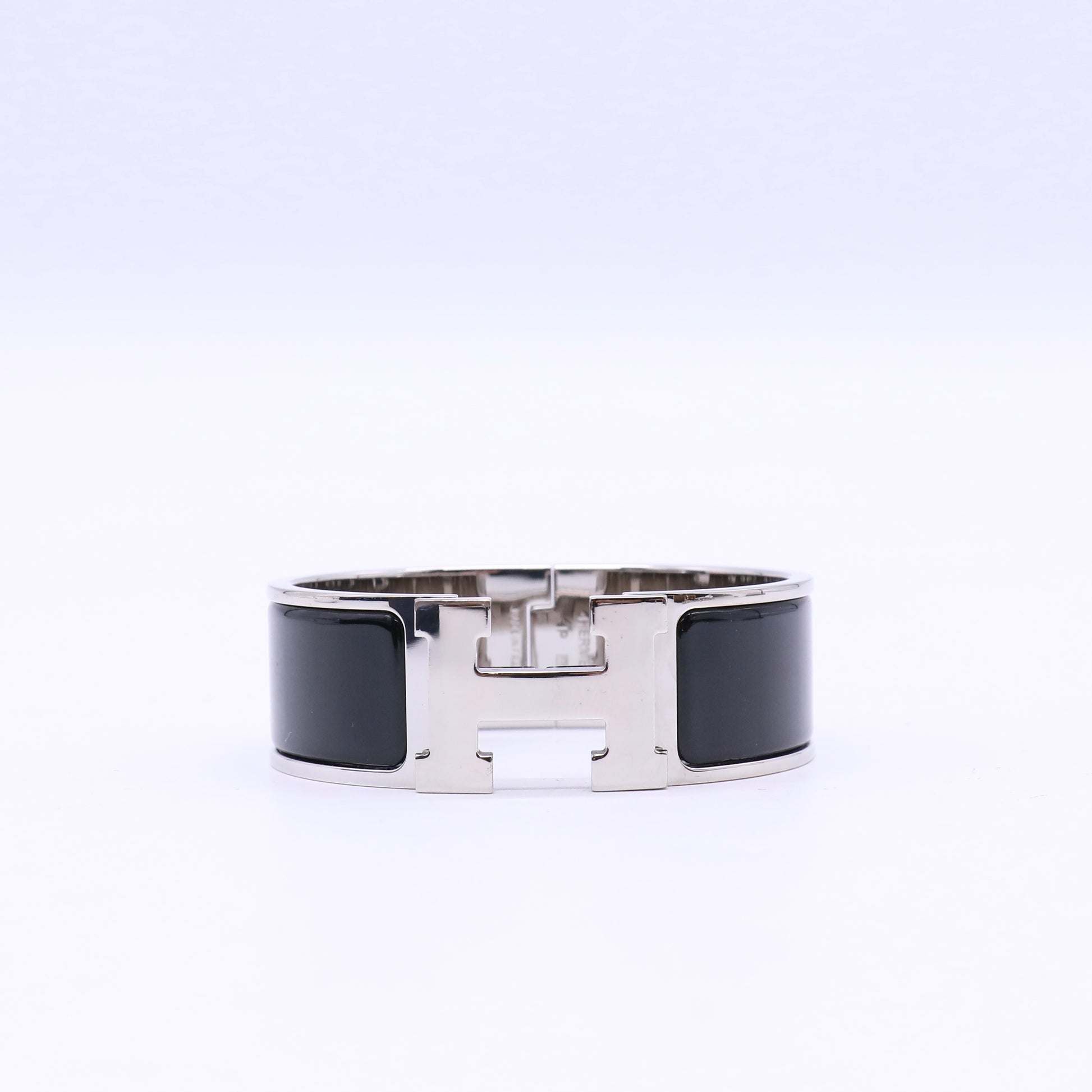 Hermes Enamel Wide Clic Clac H Bracelet PM Black TWINS W20789