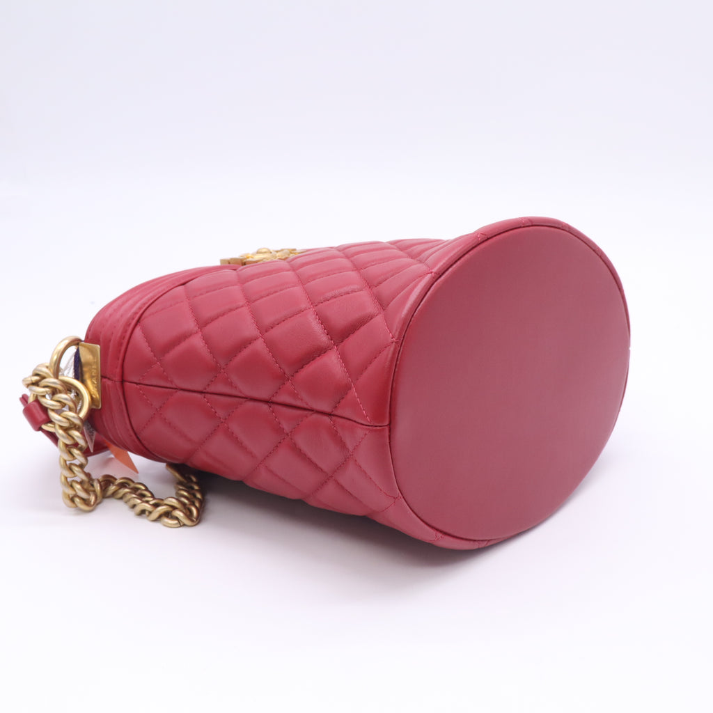 Chanel Calfskin Quilted Boy Bucket Bag Red twins LDZ1080