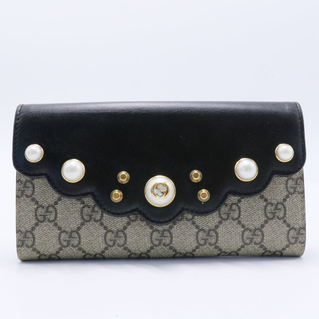 Faux Pearl Accents Continental Wallet