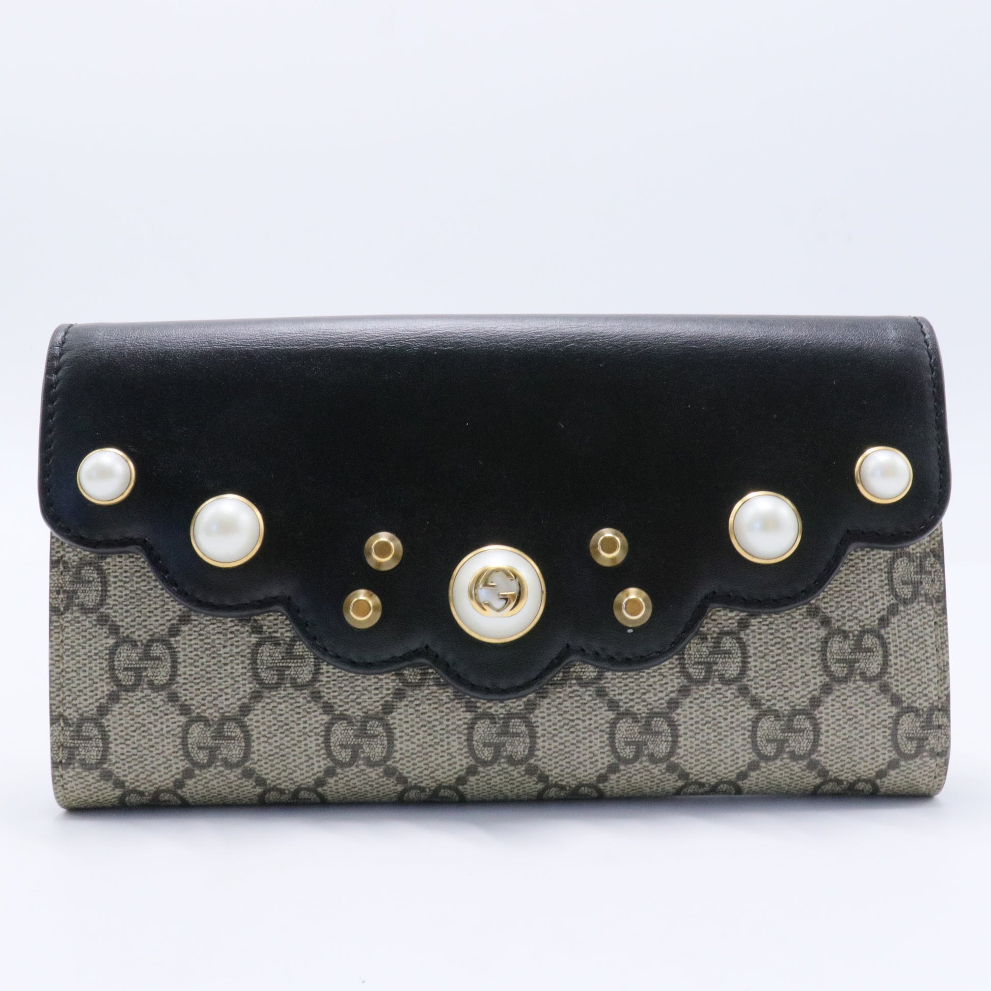Faux Pearl Accents Continental Wallet