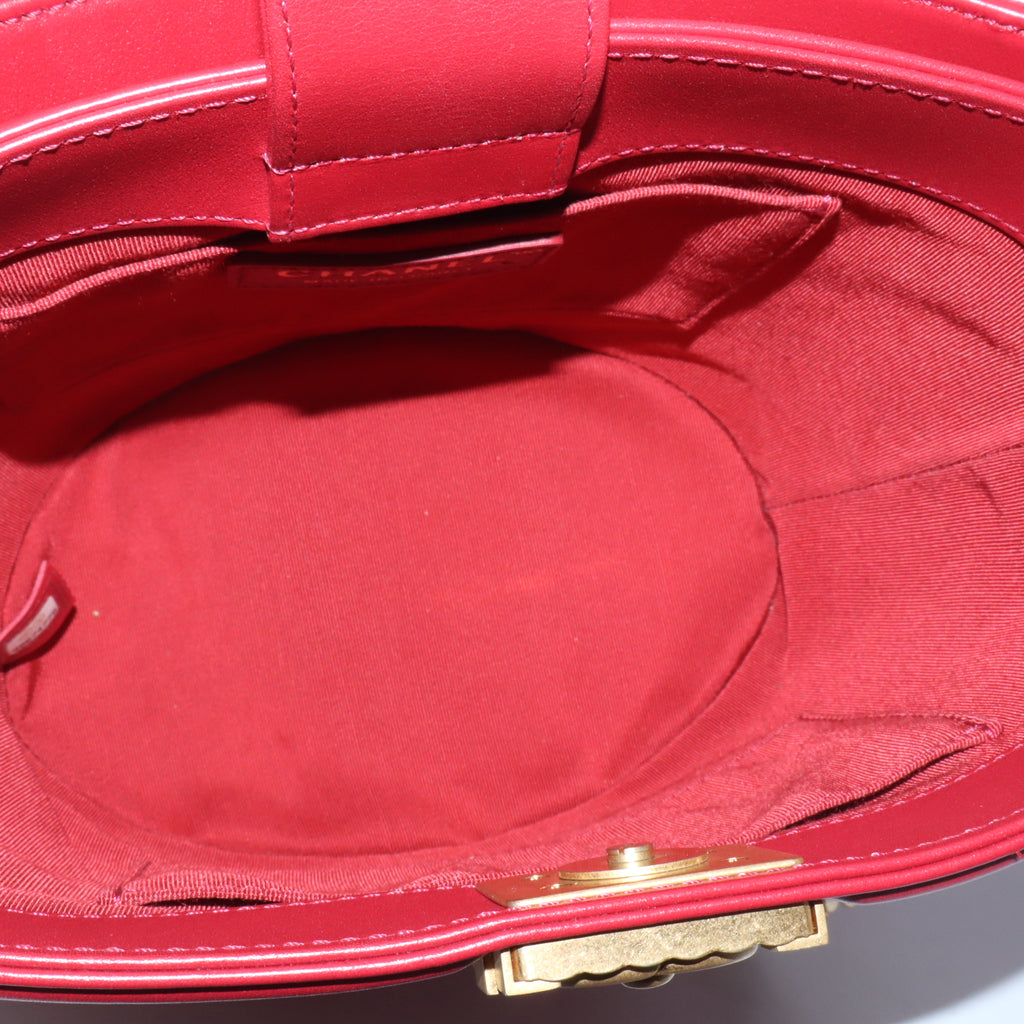 Chanel Calfskin Quilted Boy Bucket Bag Red twins LDZ1080