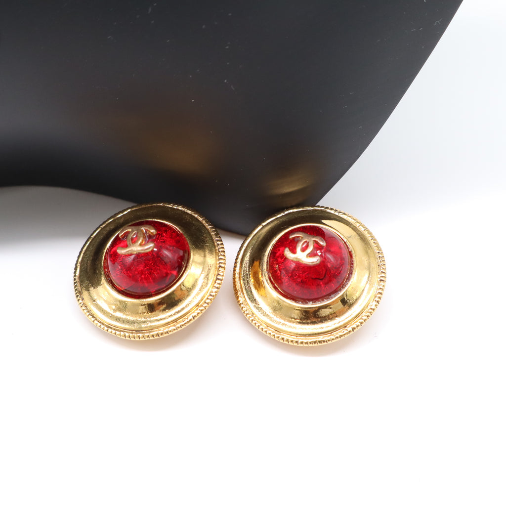 Chanel Vintage CC Gripoix Clip-On Earrings W21901