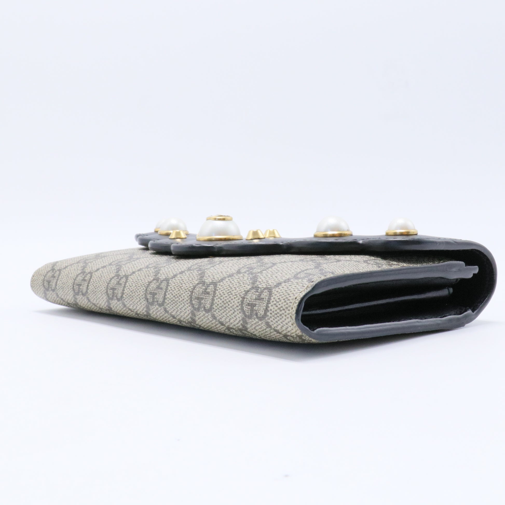 Faux Pearl Accents Continental Wallet