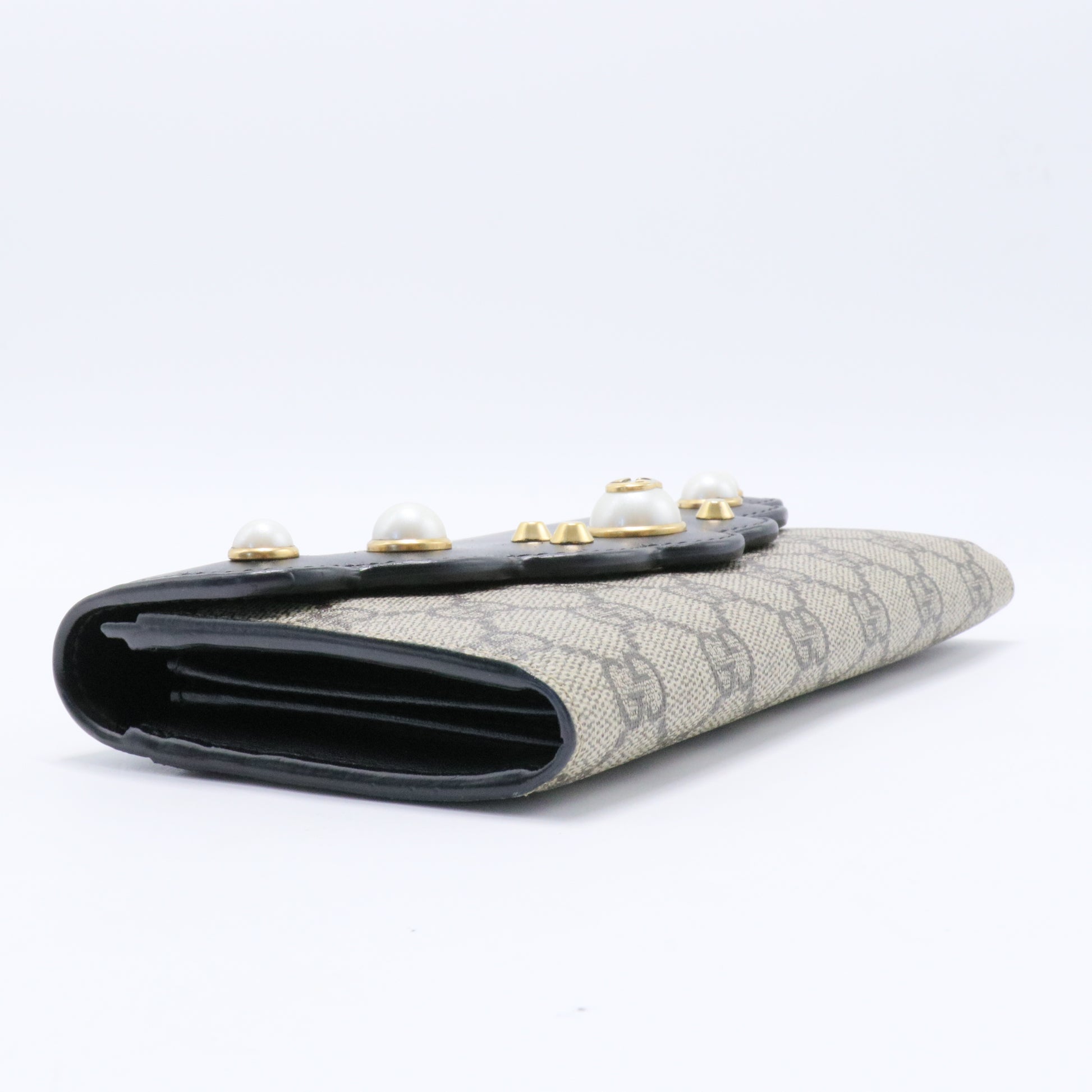 Faux Pearl Accents Continental Wallet