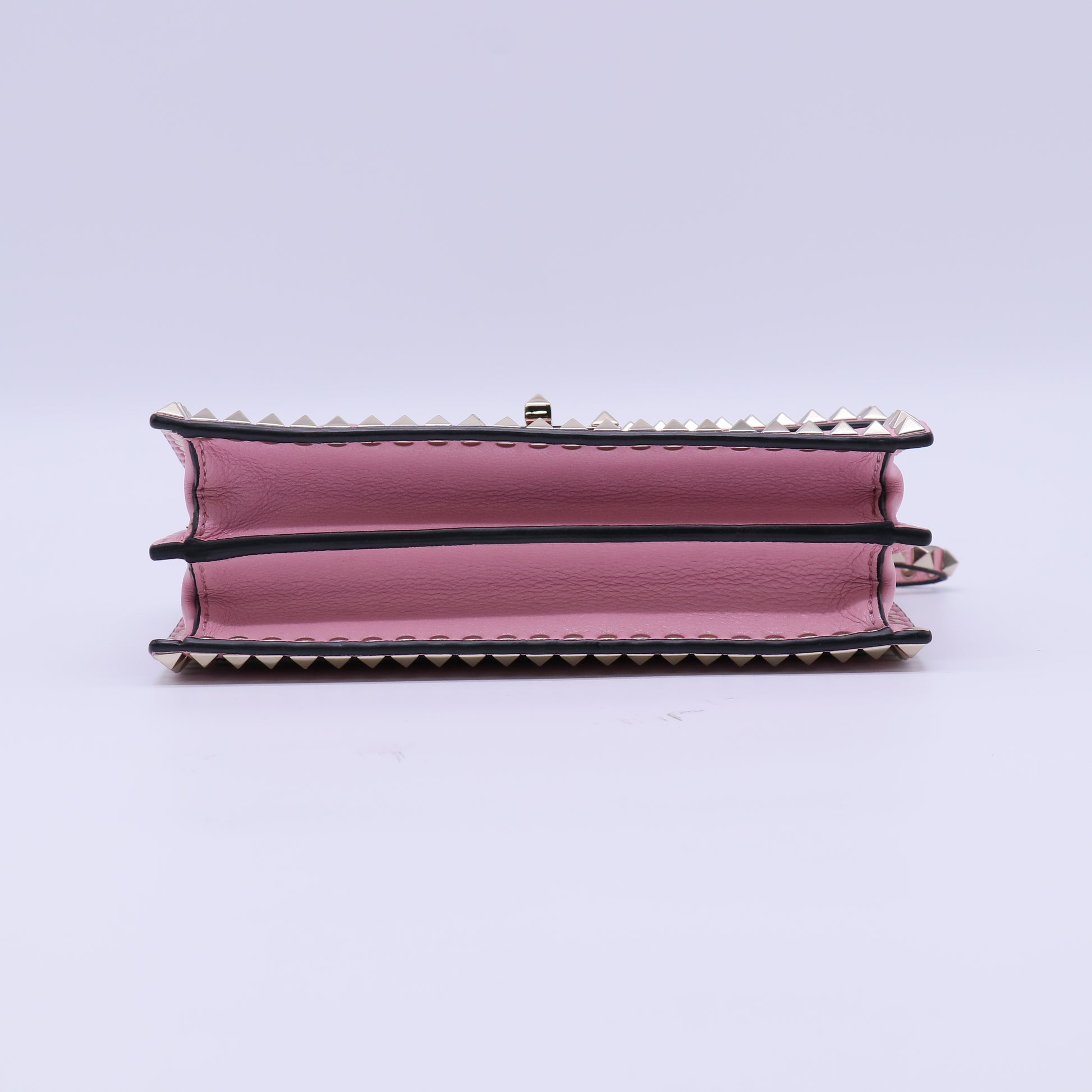 Pebbled Calfskin Rockstud Flip Lock Chain Crossbody Bag Twins B21881