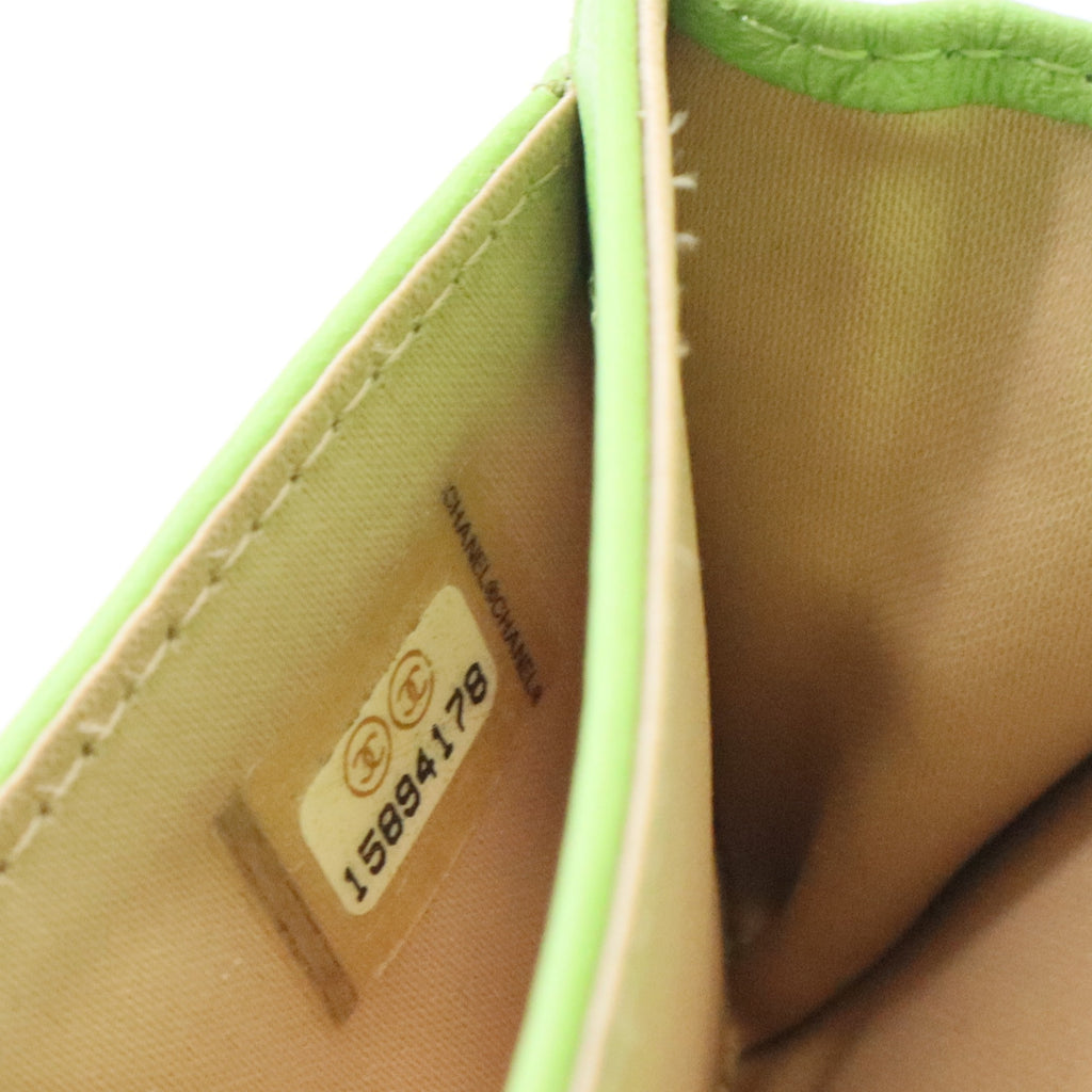 Lambskin Embossed Camellia French Wallet Light Green