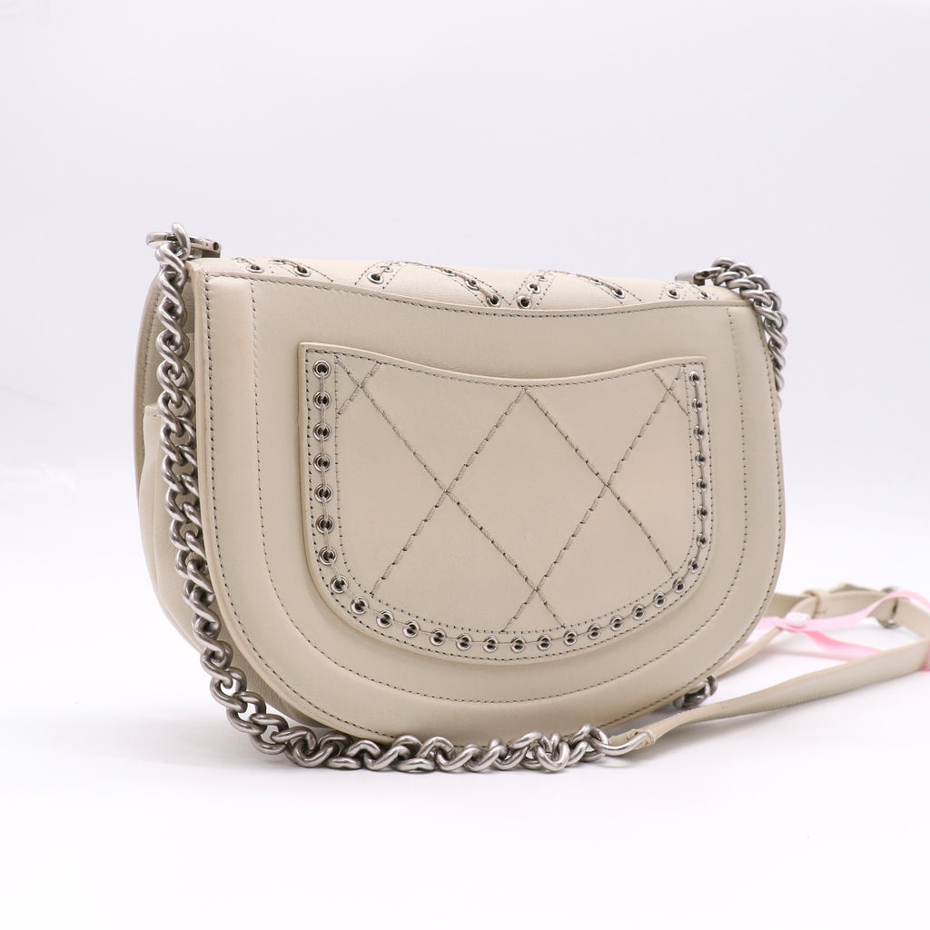 Coco Eyelets Round Flap Bag Quilted Calfskin Small Twins LDJ5022