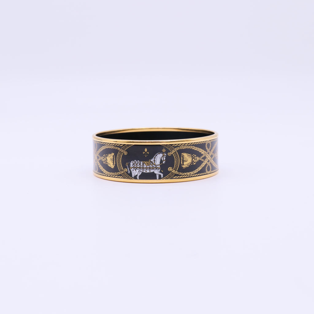 Enamel Printed Wide Grand Apparat Bracelet 65 Black W21834