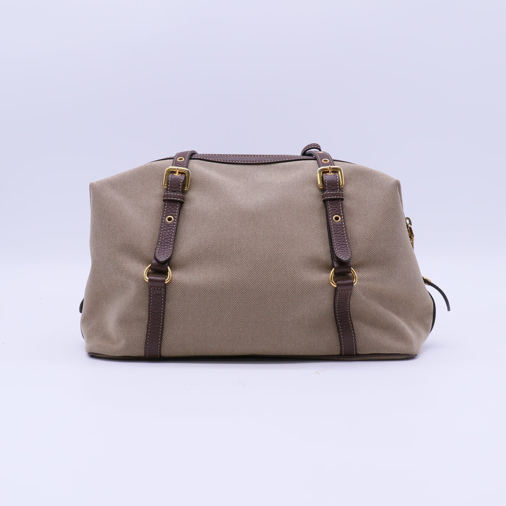 Prada Logo Jacquard Bauletto Bag Twins B22236