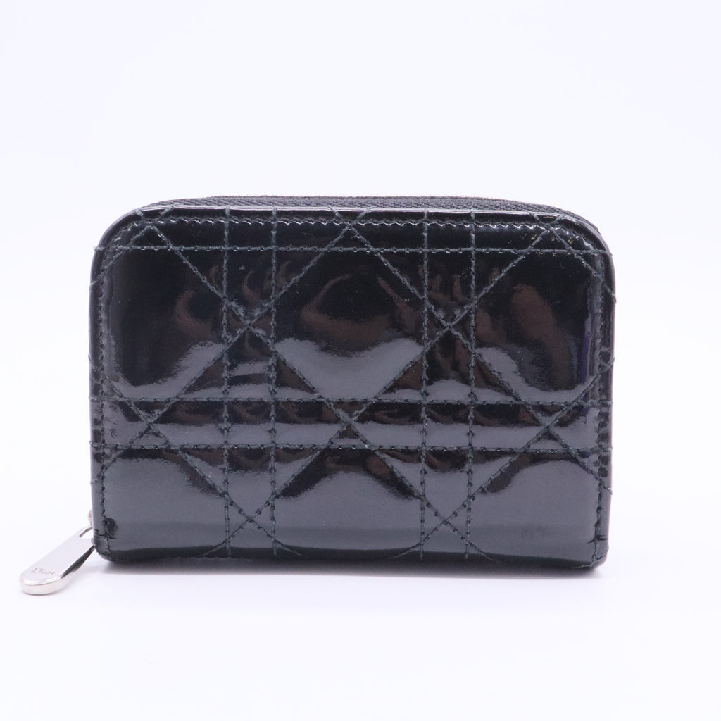 Cannage Pattern Patent Leather Wallet