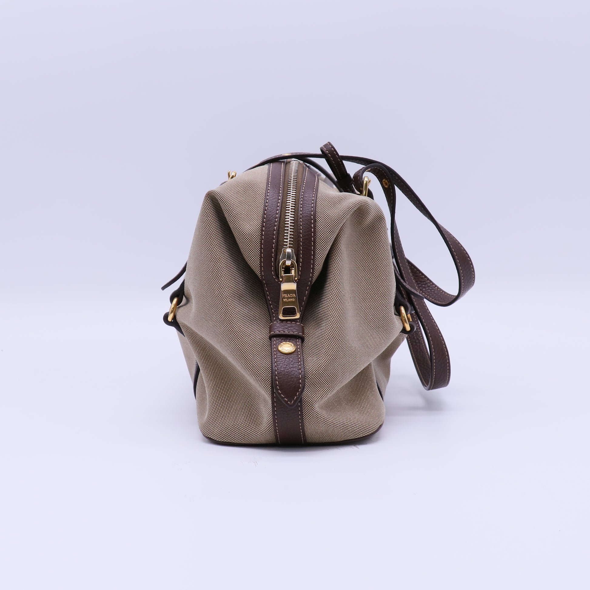 Prada Logo Jacquard Bauletto Bag Twins B22236
