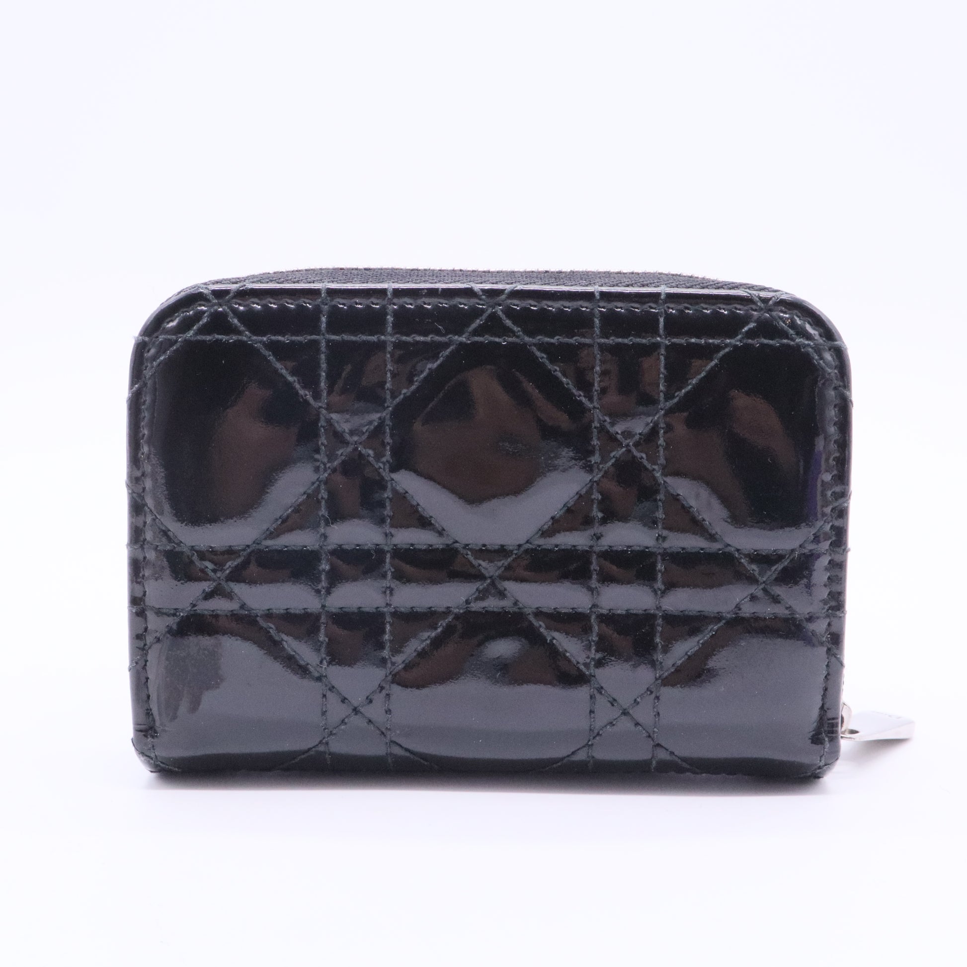 Cannage Pattern Patent Leather Wallet