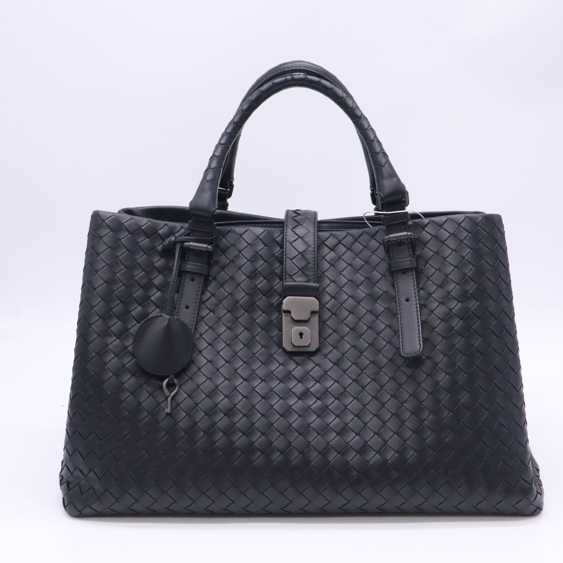 Bottega Veneta Black Intrecciato Woven Nappa Leather Roma Tote Bag twins LDZ1077