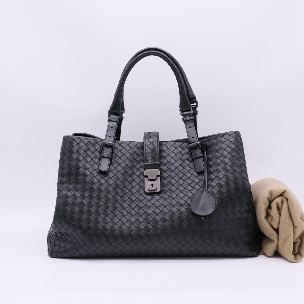 Bottega Veneta Roma Medium Intrecciato Leather Satchel Bag B24023