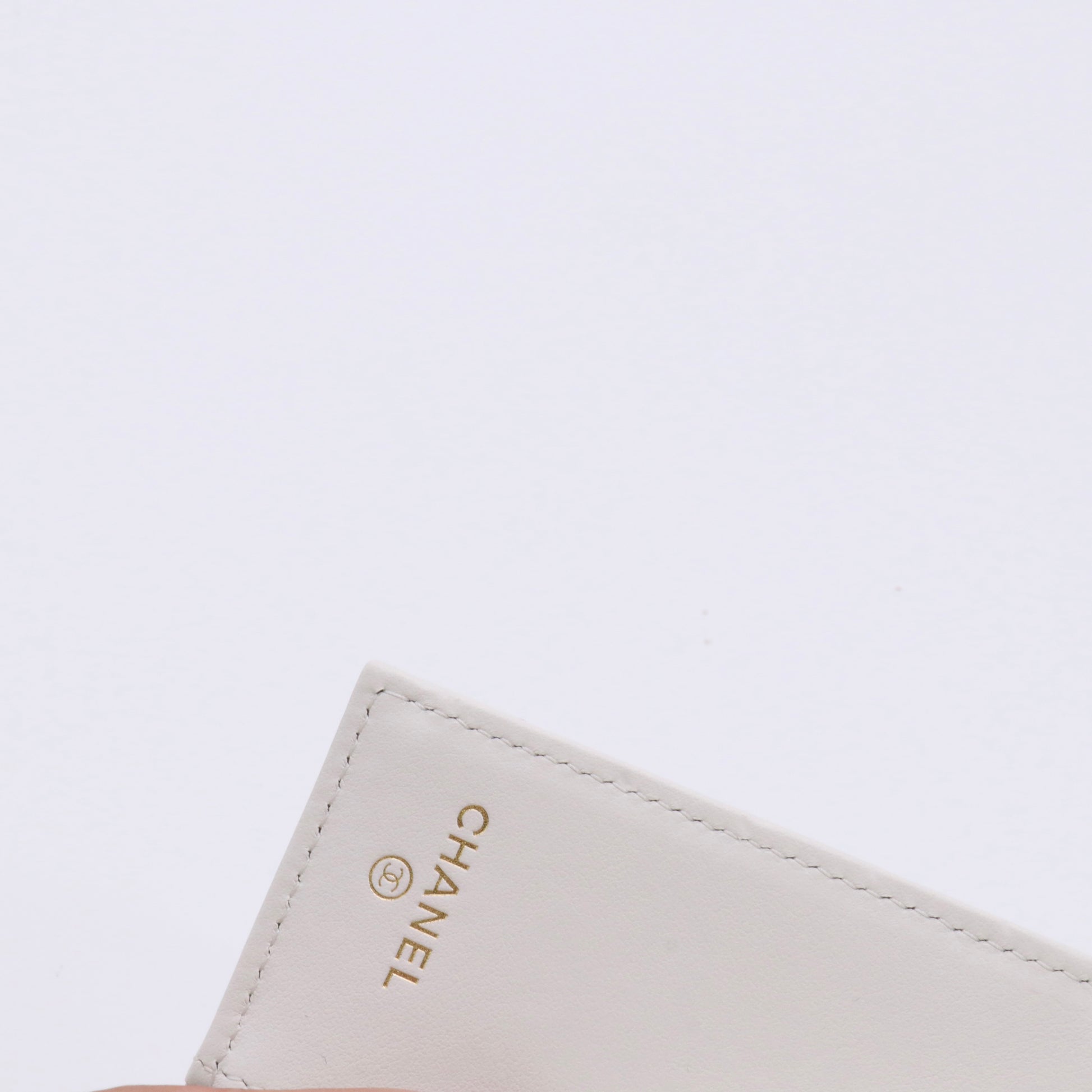 Caviar Quilted Flap Card Holder Wallet White twins